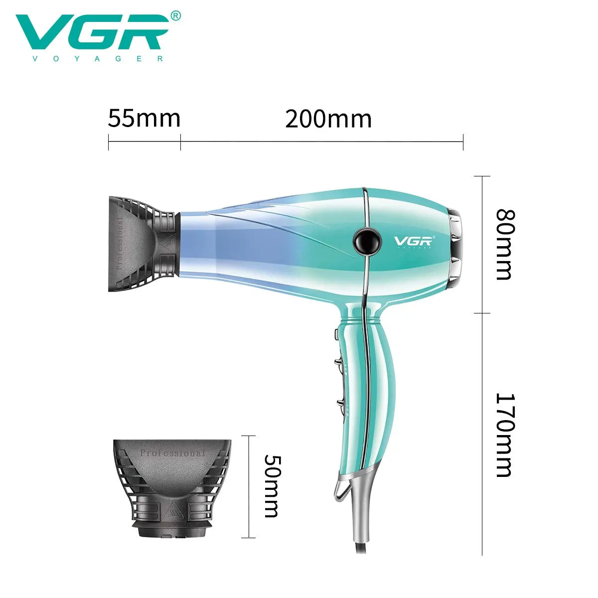 VGR Professional Hair Dryer 2400W High Power Overheating Protection Strong Wind Drying Hair Care Styling Tool V-452