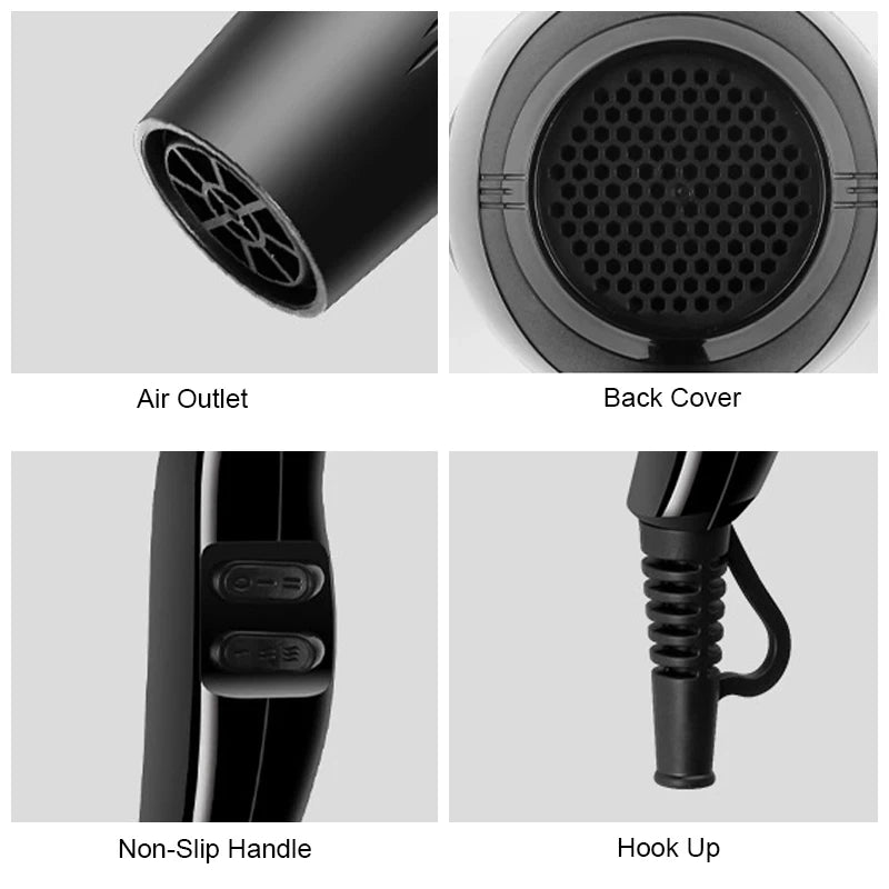 2200W Professional Powerful Hair Dryer Fast Heating Hot And Cold Adjustment Ionic Air Blow Dryer
