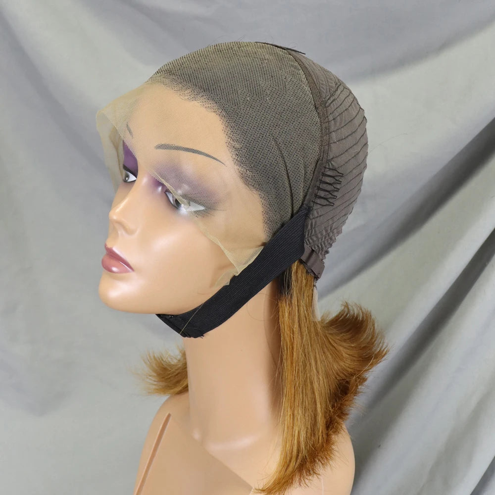 Bone Straight Lace Frontal Pre Plucked Brazilian Short Bob Remy Wig