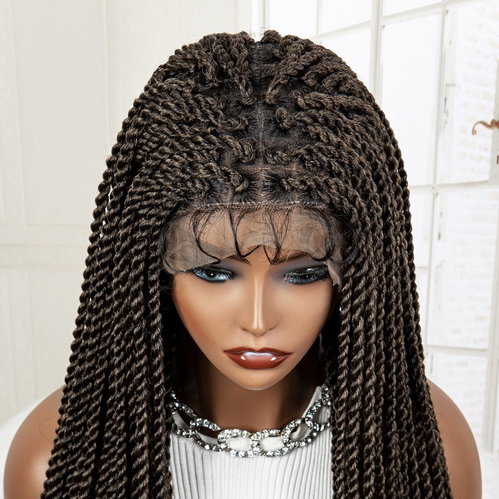 Twist Braided Synthetic Full Lace Frontal Pre Plucked with Baby - Supreme Lush Hair