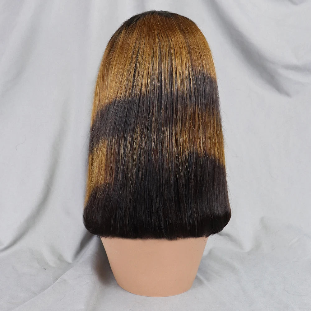 Bone Straight Lace Frontal Pre Plucked Brazilian Short Bob Remy Wig