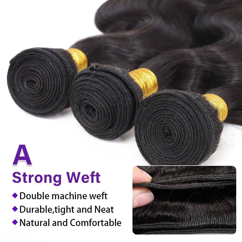 100% Human Hair Bone body wave Raw Hair Bundles Extensions 3/4 pcs Bundle Brazilian Remy Weave Bundles