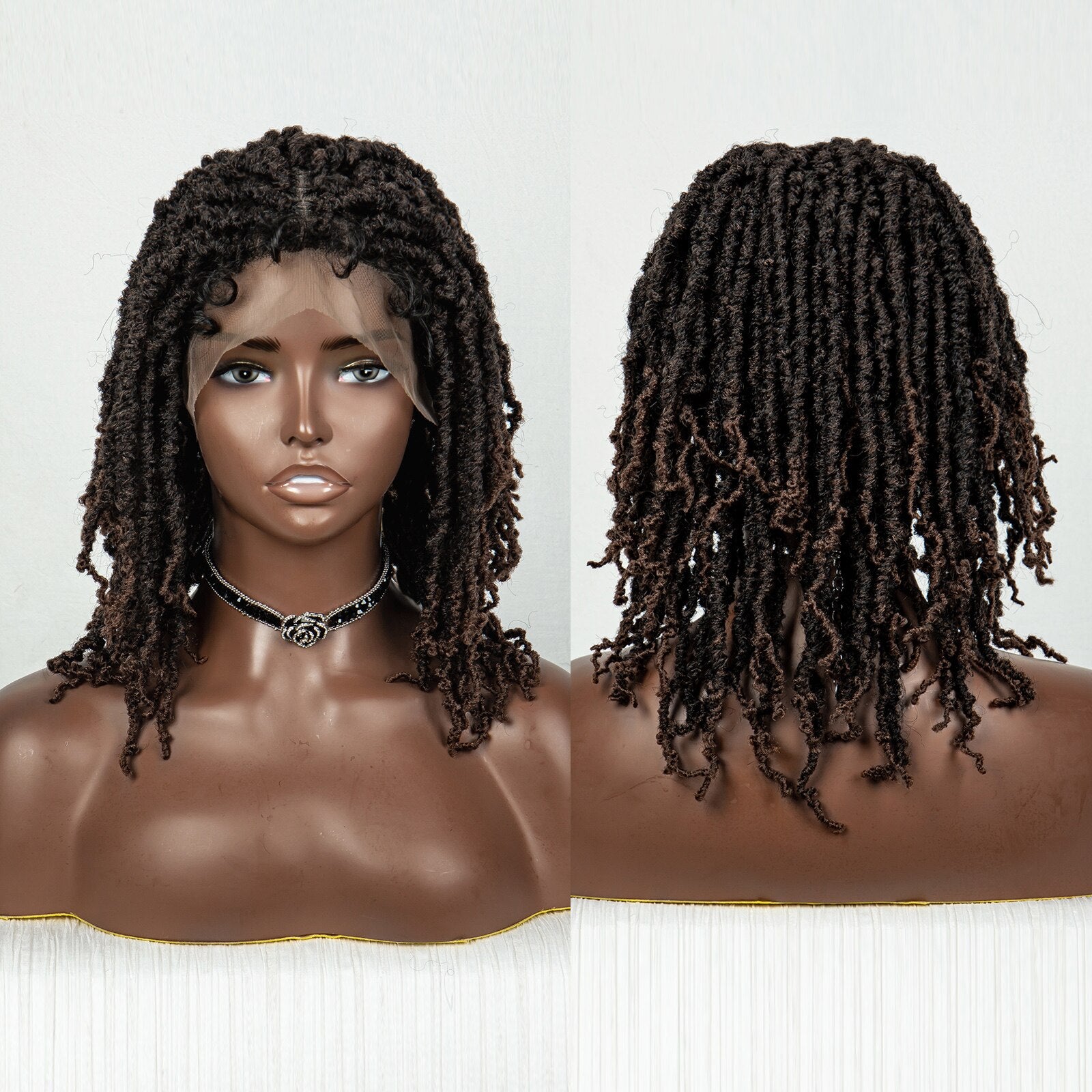 Synthetic Braided Butterfly Locks Bob Short Dreadlock Lace Front Braided Wigs - Supreme Lush Hair