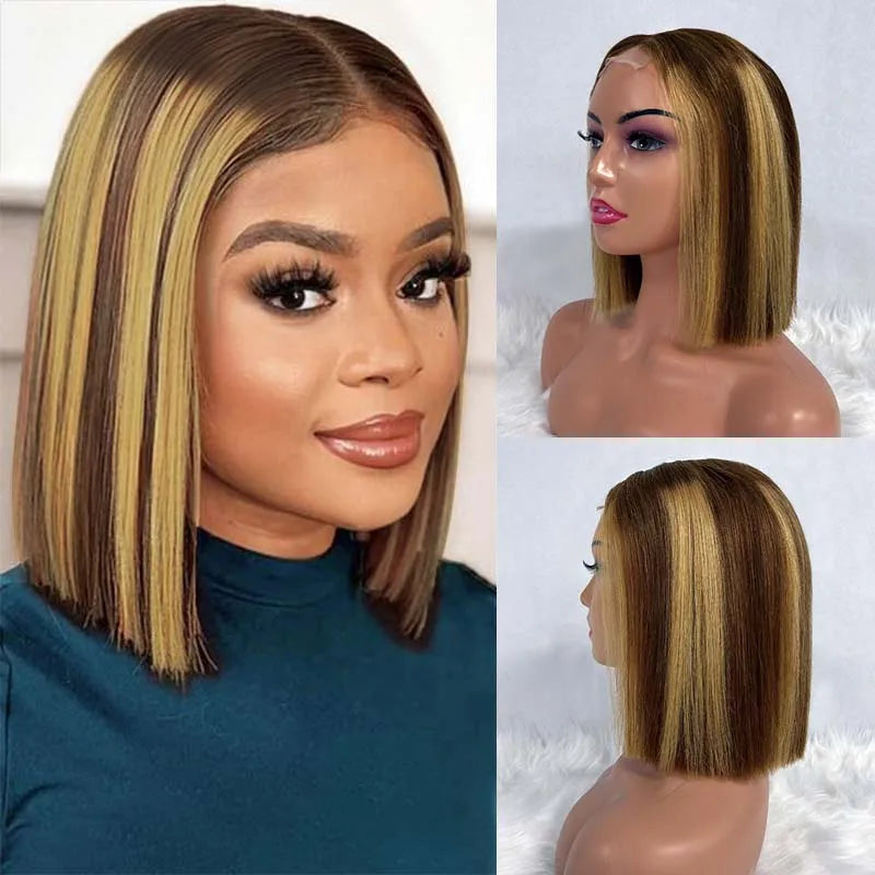 Bone Straight Vietname 2x6 Lace Front Bob Wig with 100% Human Hair