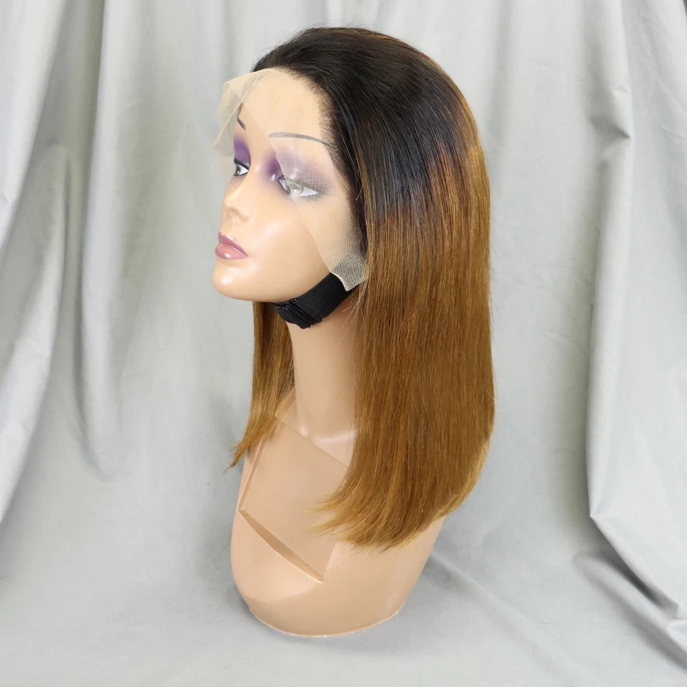 Bone Straight Lace Frontal Pre Plucked Brazilian Short Bob Remy Wig