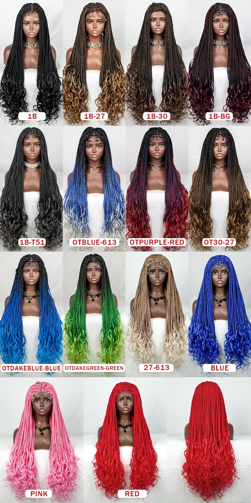 36 Inches Lace Front Long Braided Wig - Supreme Lush Hair