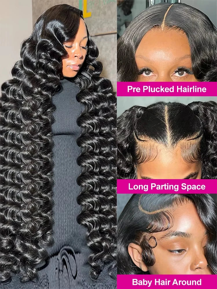 200 Density Loose Wave 13x6 Lace Front Human Hair Wig 30 40Inch 13x4 HD Lace Frontal