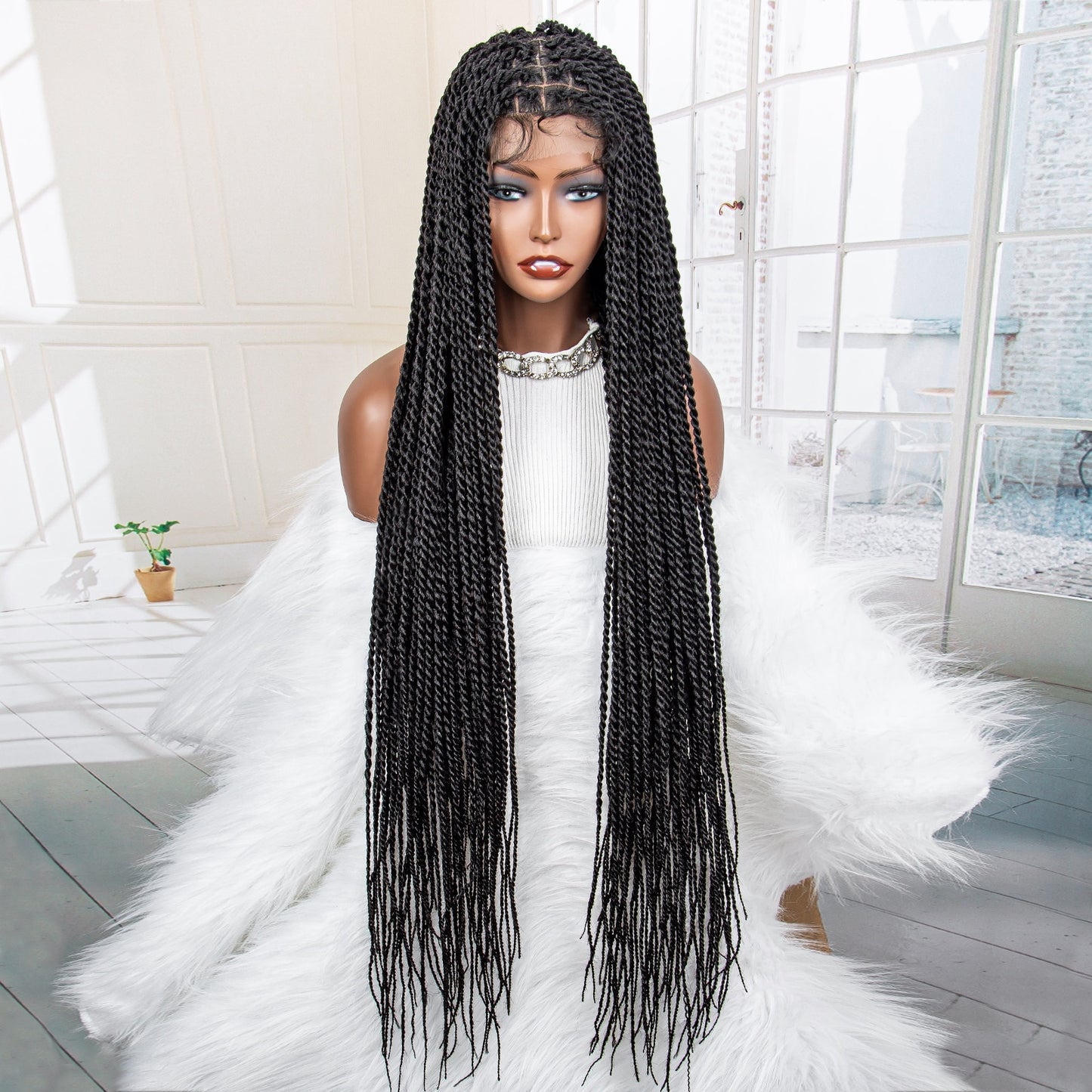 Twist Braided Synthetic Full Lace Frontal Pre Plucked with Baby - Supreme Lush Hair