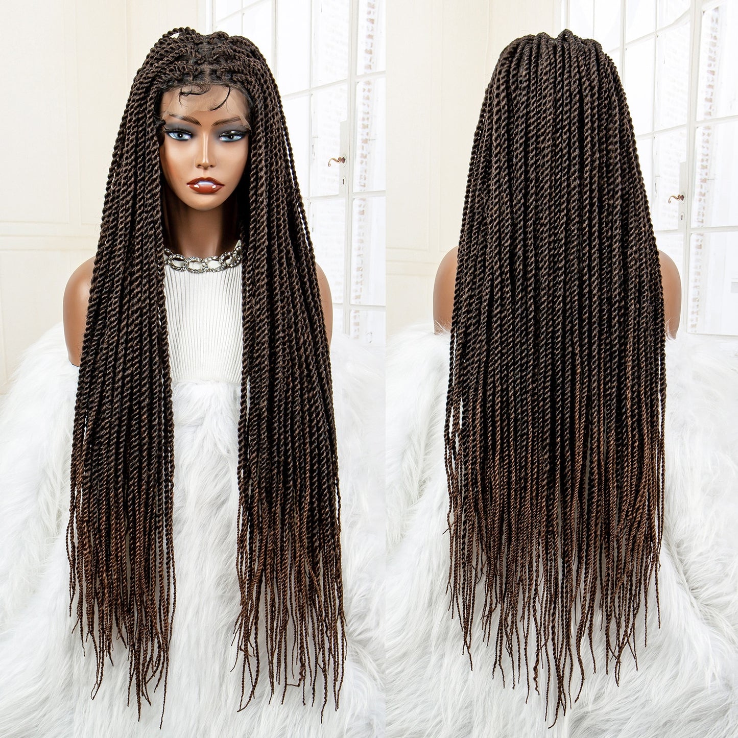 Twist Braided Synthetic Full Lace Frontal Pre Plucked with Baby - Supreme Lush Hair