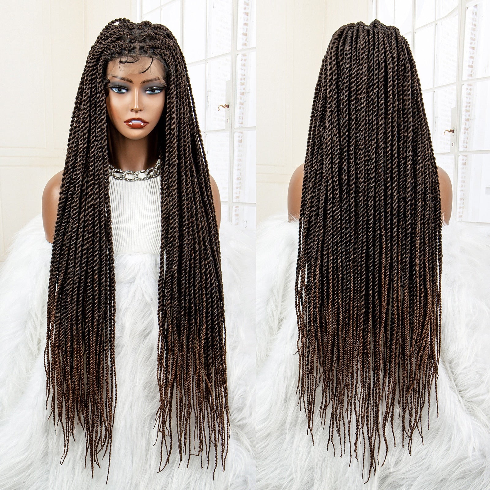 Twist Braided Synthetic Full Lace Frontal Pre Plucked with Baby - Supreme Lush Hair