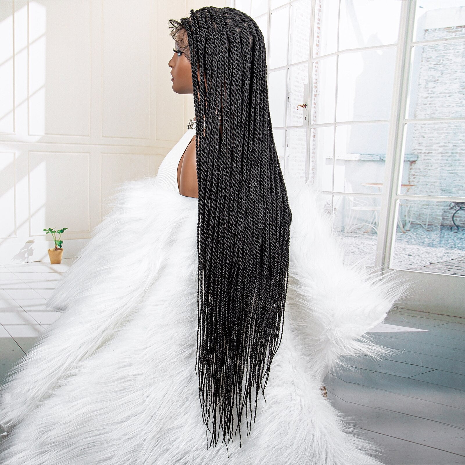Twist Braided Synthetic Full Lace Frontal Pre Plucked with Baby - Supreme Lush Hair