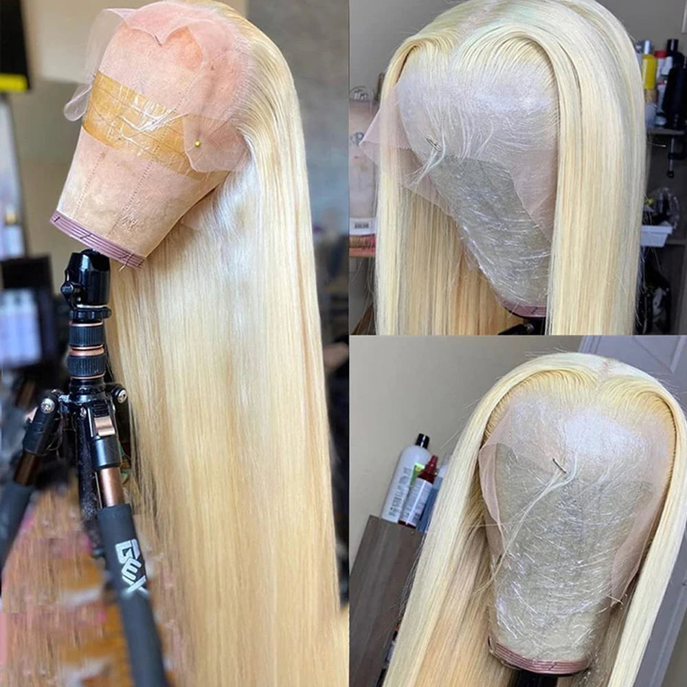 13x6 13X4 Transparent HD Lace Frontal Wig Straight Blonde Lace Front Pre Plucked