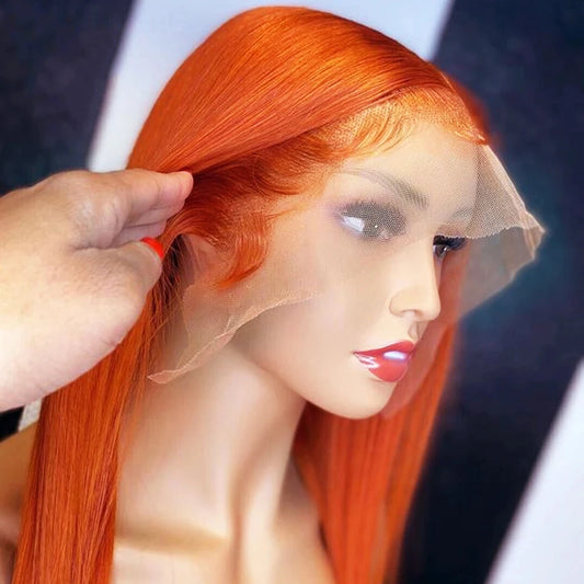 Bob Wig Human Hair 100% 13x4 Lace Front Human Hair Wigs Ginger Orange Brazilian Bone Straight Lace Front Wigs On Sale