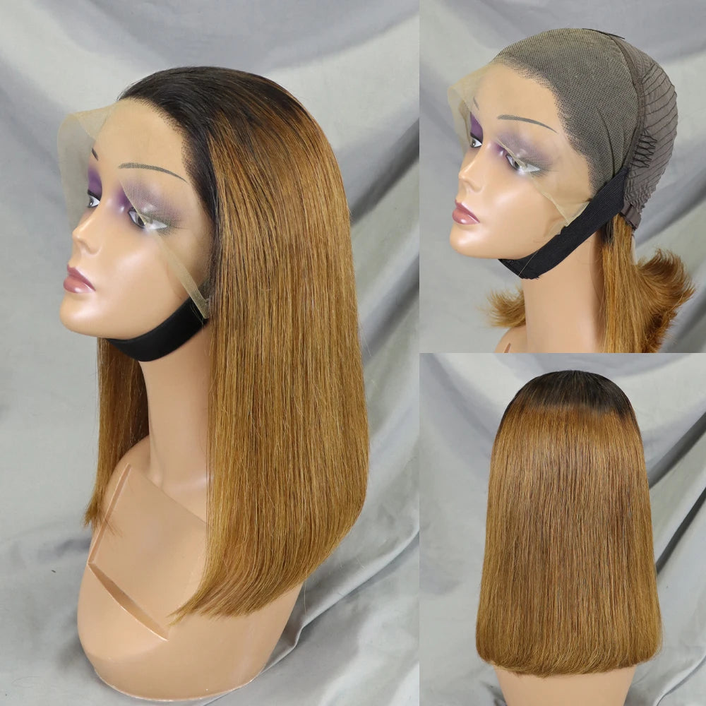 Bone Straight Lace Frontal Pre Plucked Brazilian Short Bob Remy Wig