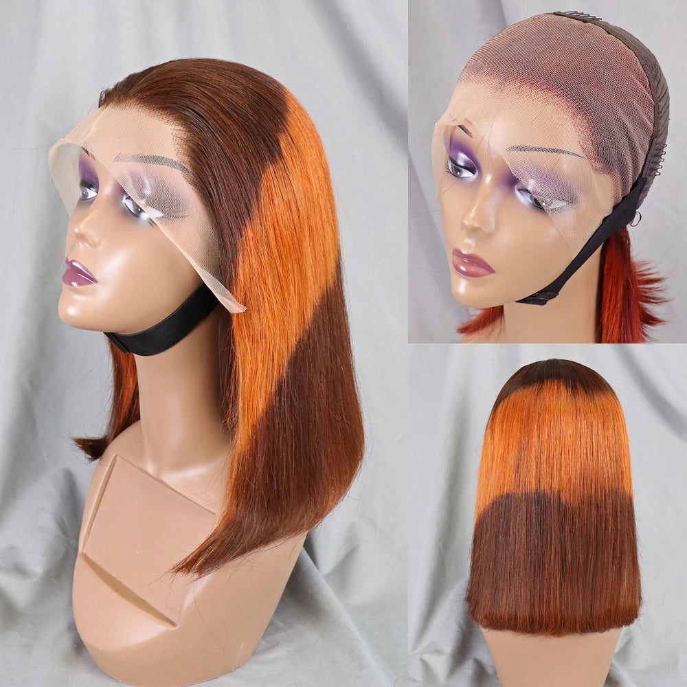 Bone Straight Lace Frontal Pre Plucked Brazilian Short Bob Remy Wig