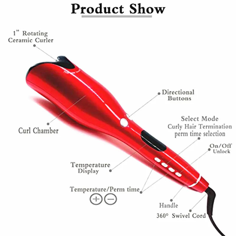 Ceramic Rotating Air Curler Air Spin Wand Styler Automatic Hair Curler