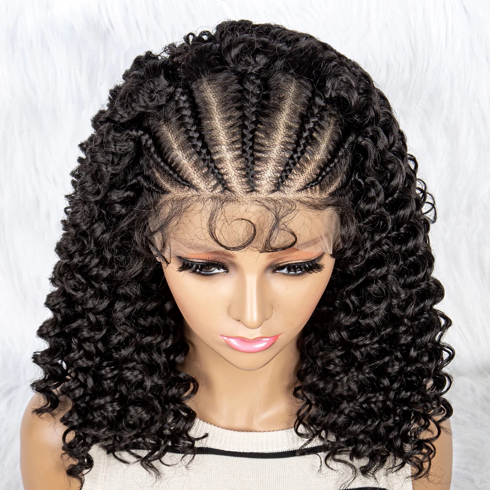 Lace Front Kinky Curly Cornrow Hair - Supreme Lush Hair