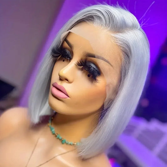 Sliver Grey Short Bob Human Hair Wigs