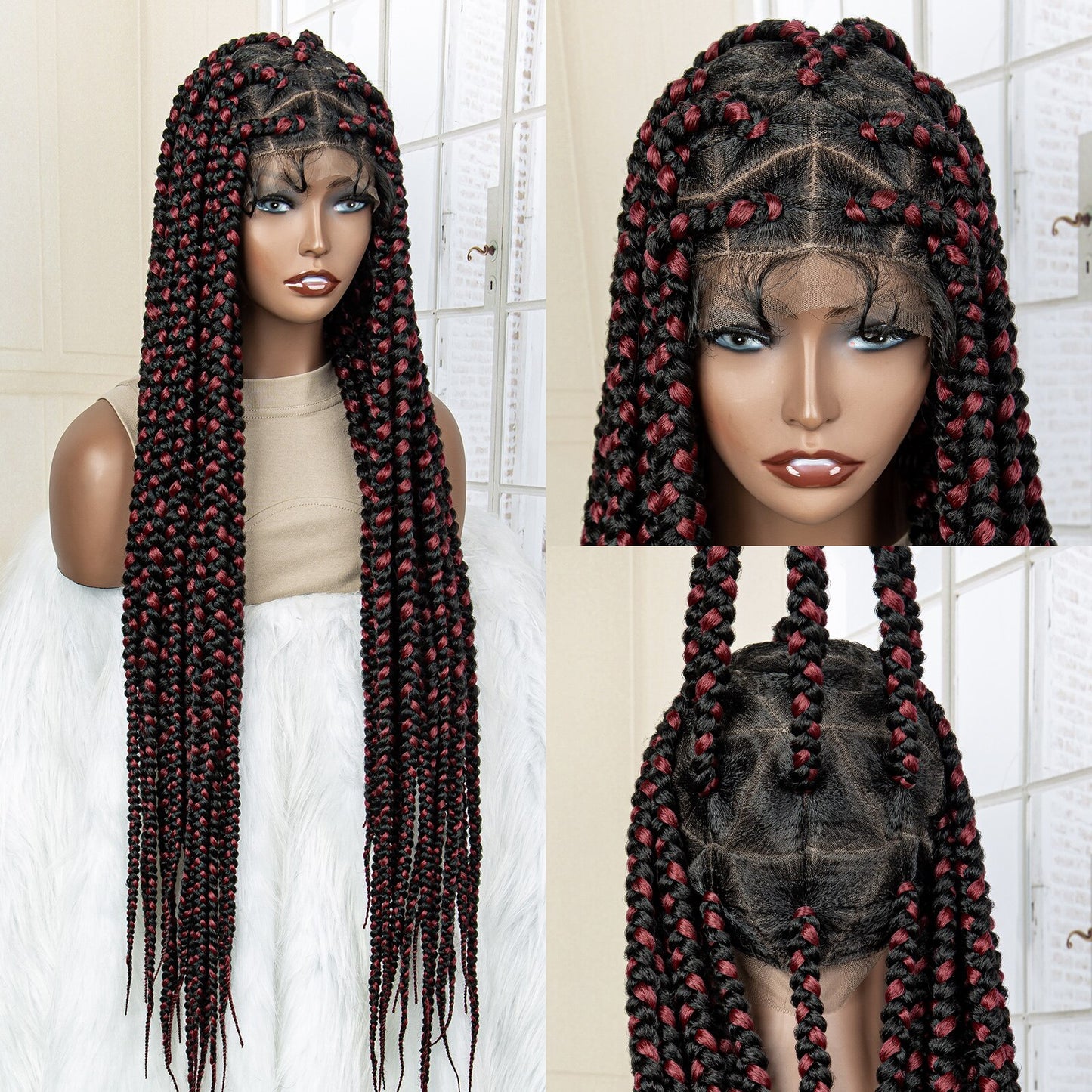 Synthetic Big Knotless Full Lace Braided Wigs - Supreme Lush Hair