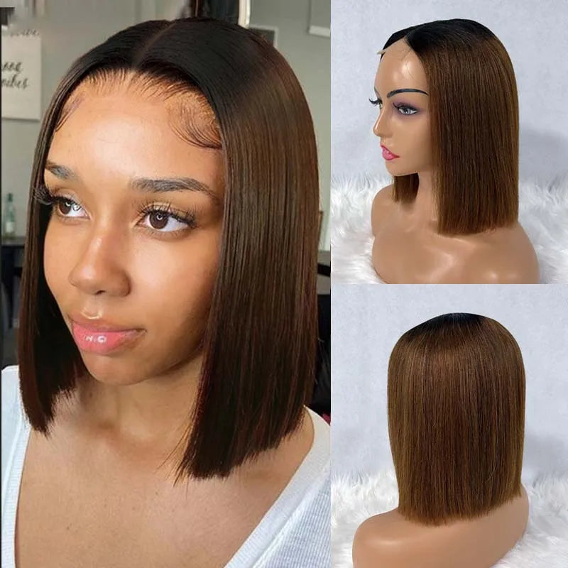 Bone Straight Vietname 2x6 Lace Front Bob Wig with 100% Human Hair