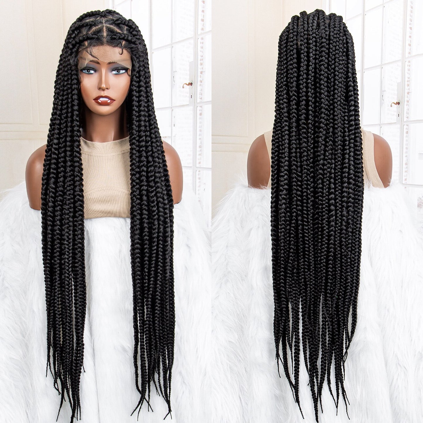 Synthetic Big Knotless Full Lace Braided Wigs - Supreme Lush Hair