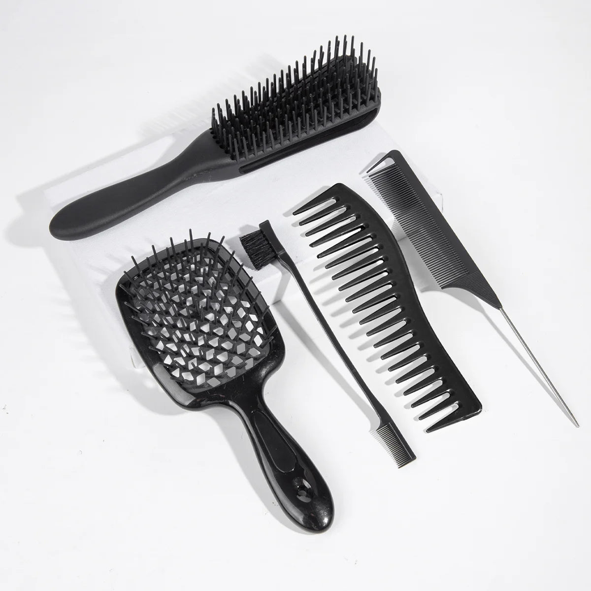 5 pcs/Set Detangling Brush Set Scalp Massage Hair Comb Dual Edge Brush Styling Comb