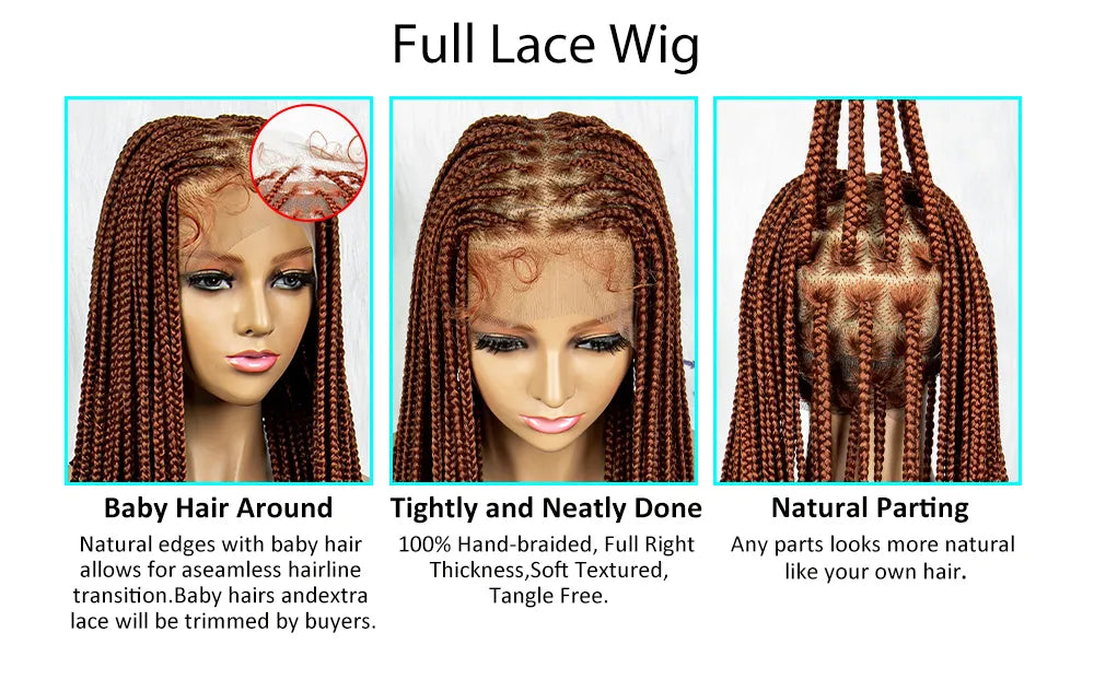 Synthetic Transparent HD Full Lace Braided Wigs Knotless Box Cornrow 