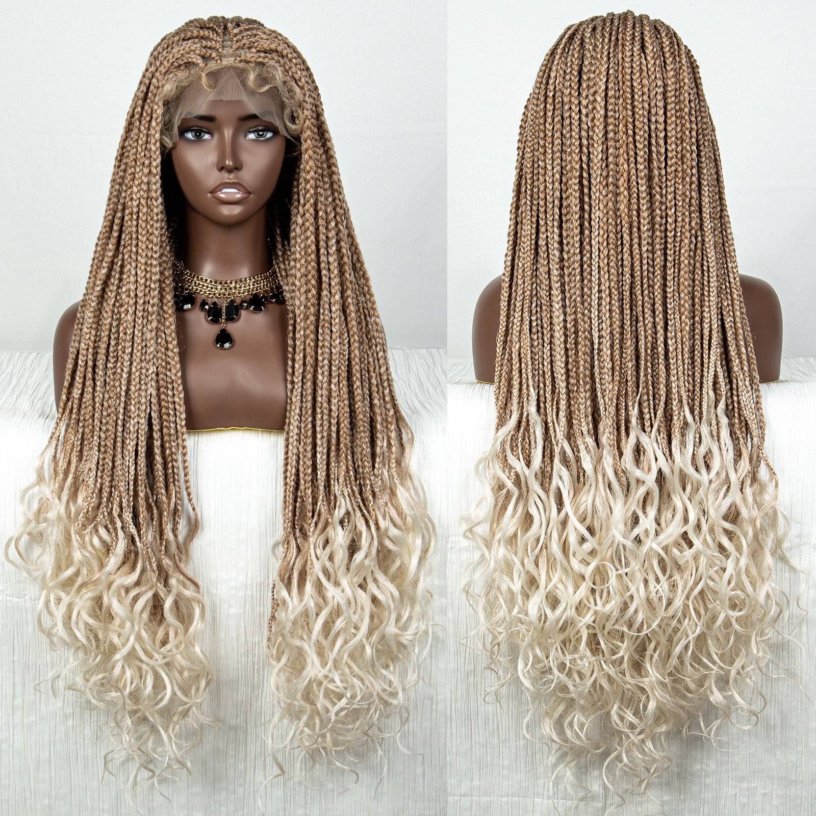 36 Inches Lace Front Long Braided Wig - Supreme Lush Hair
