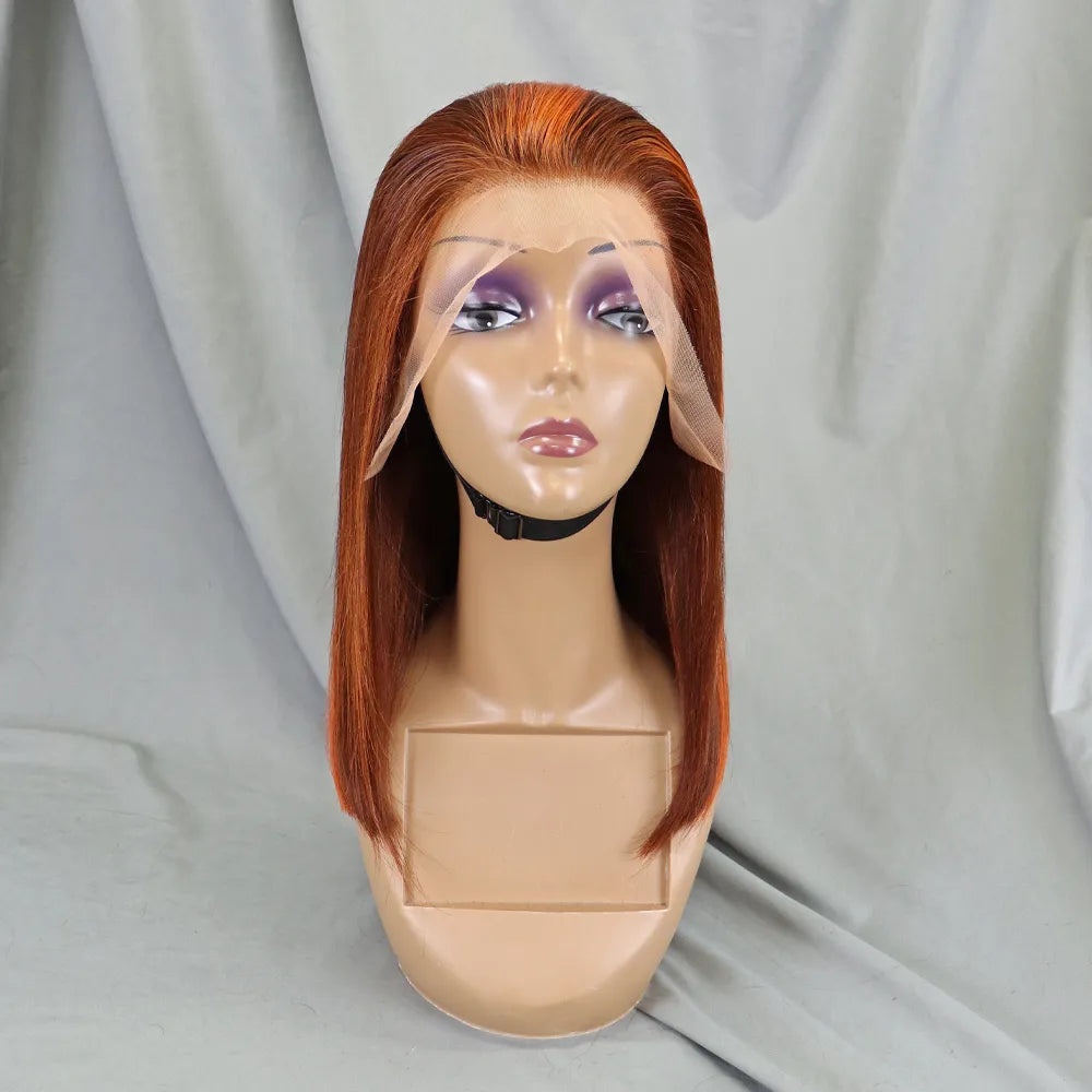Bone Straight Lace Frontal Pre Plucked Brazilian Short Bob Remy Wig
