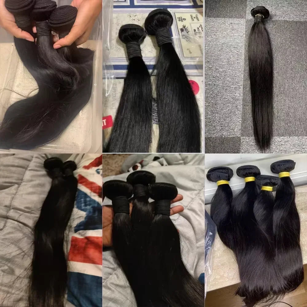 30 Inch Human Hair Bundles Brazilian Raw Hair Weave 1/3/4 Bundles Human Hair 26 28 30 Inch Straight Hair Extensions