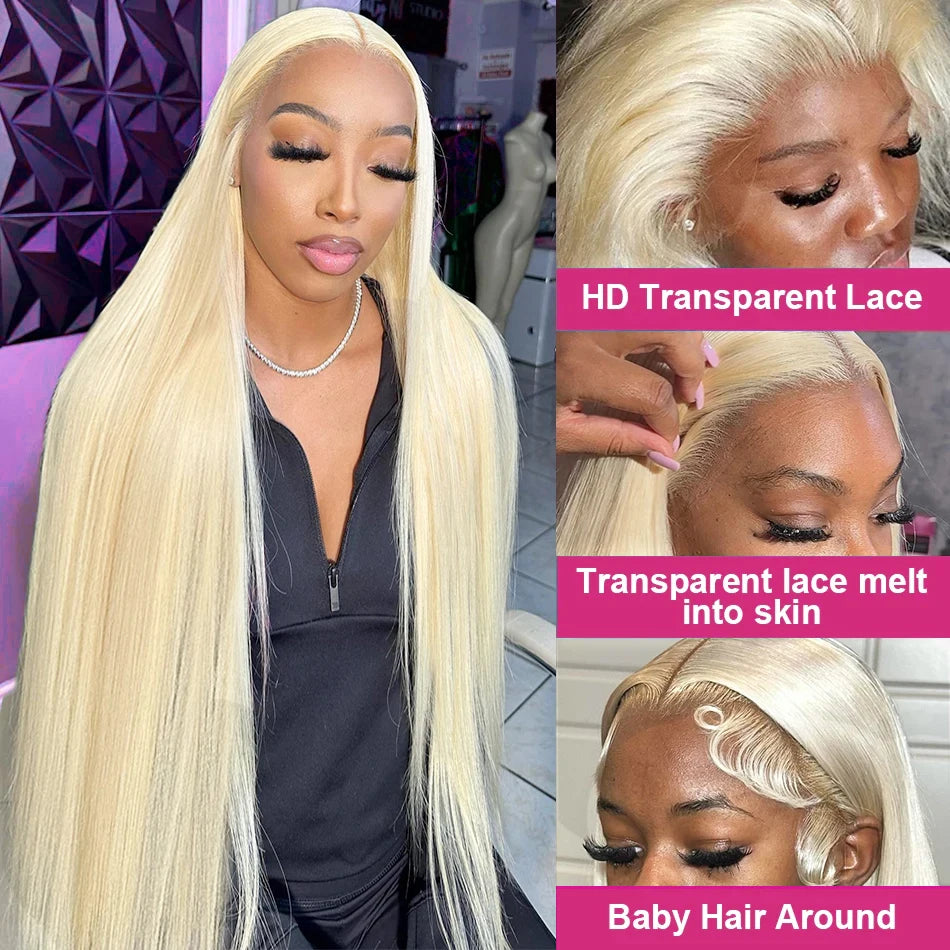 250 Density 613 Hd Lace Frontal Wig 13x6 Straight Lace Front Wigs For Women Color Highlight Blonde Wig 100% Human Hair 30 34Inch