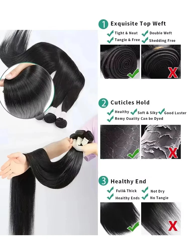 Bone Straight Bundle Human Hair 100% Unprocessed Raw Remy Hair