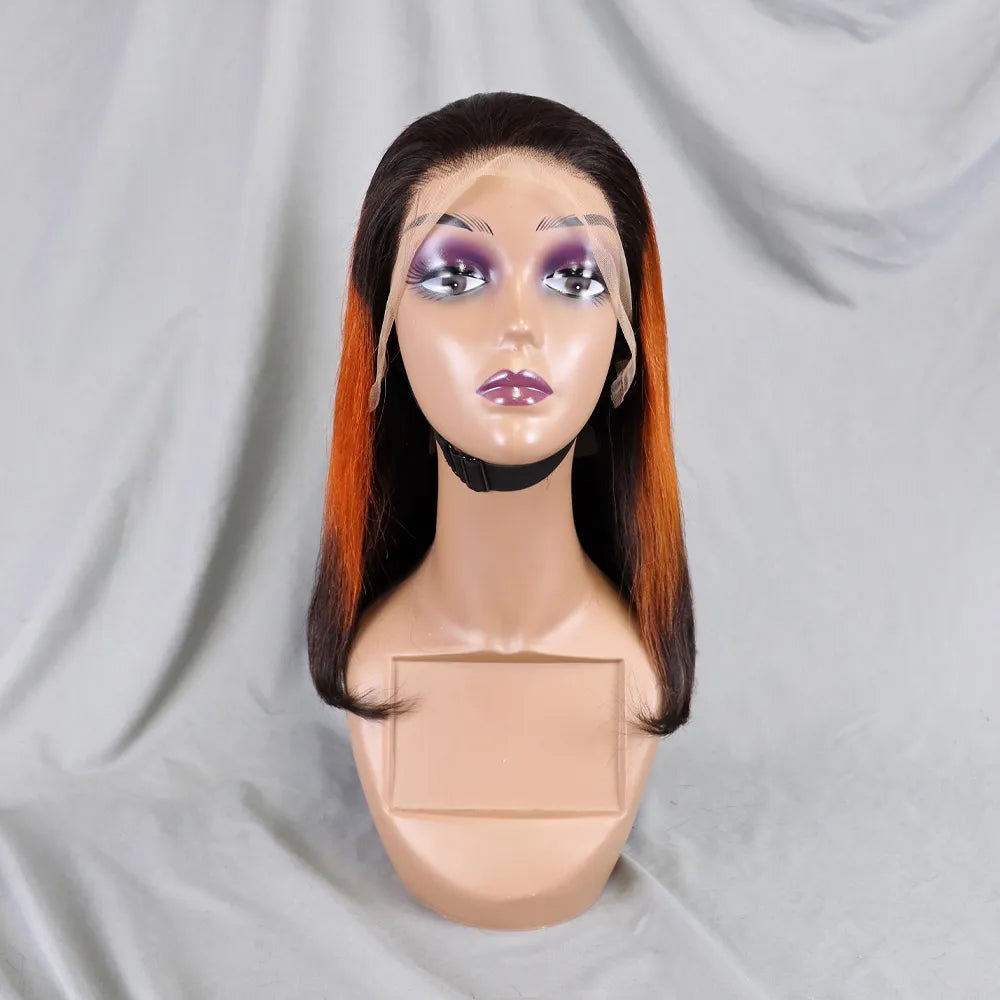 Bone Straight Lace Frontal Pre Plucked Brazilian Short Bob Remy Wig