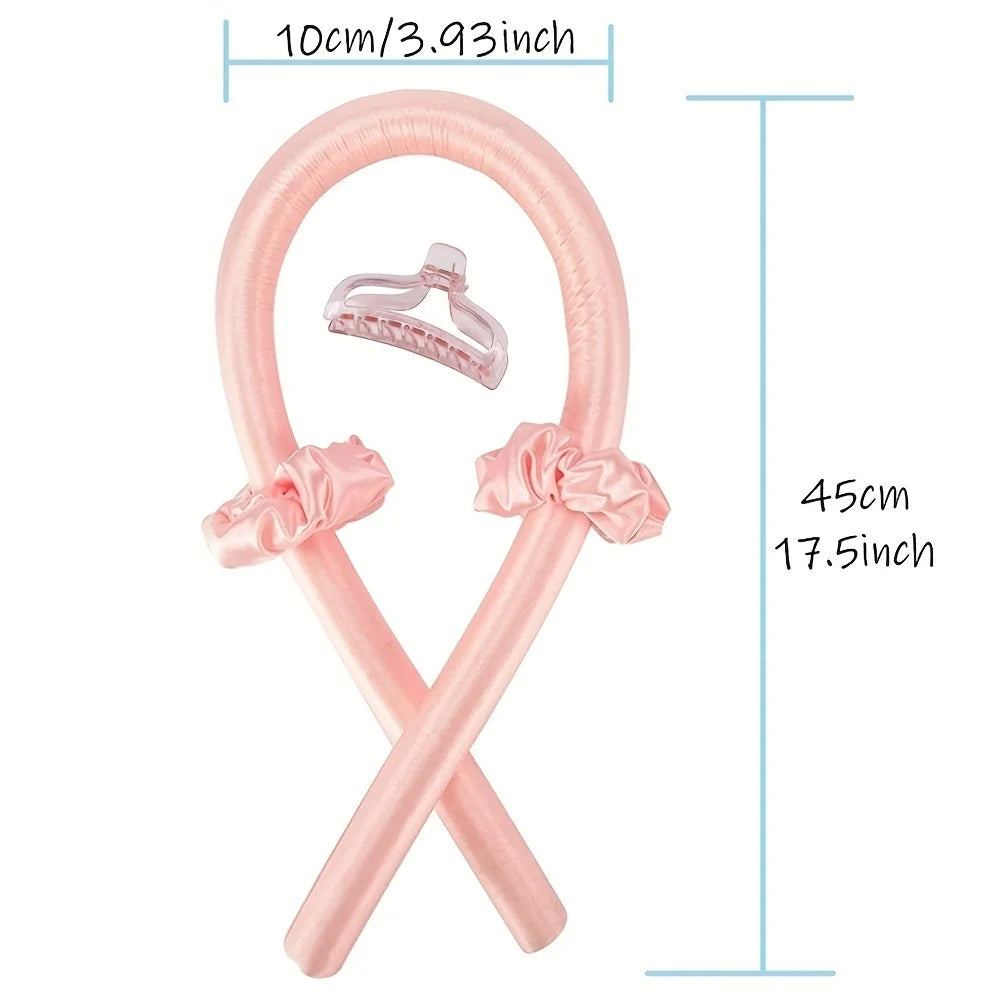 4-Piece Heatless Curling Rod Set Headband No Heat Silk Curls Ribbon Hair Rollers Sleeping Soft Headband