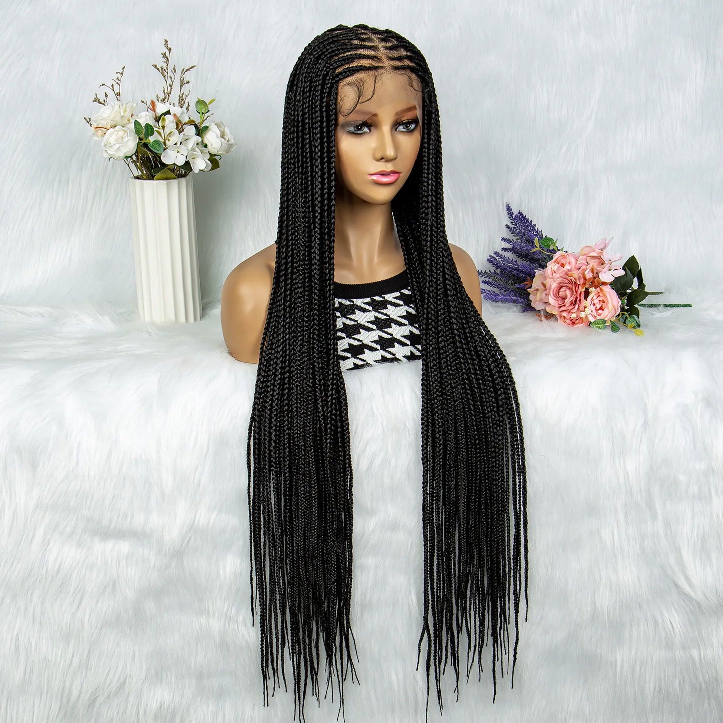 Synthetic Transparent HD Full Lace Braided Wigs Knotless Box Cornrow 