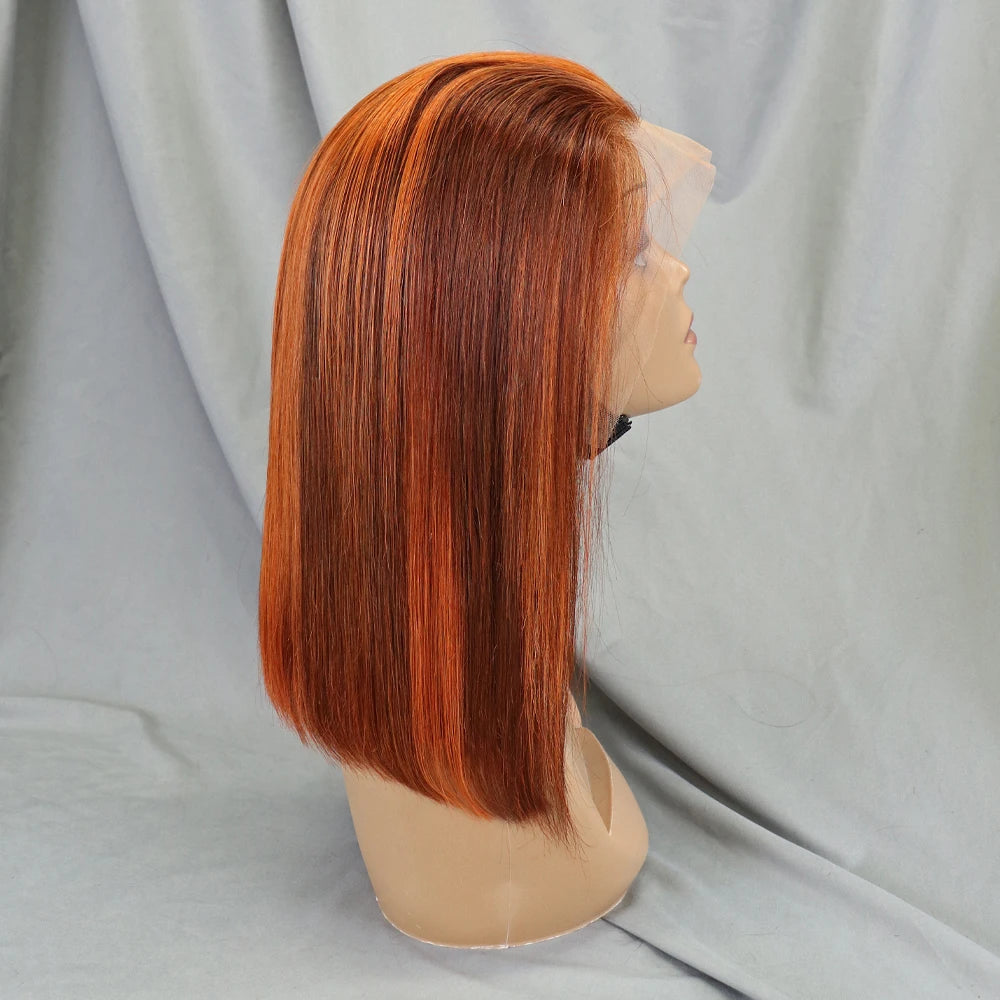 Bone Straight Lace Frontal Pre Plucked Brazilian Short Bob Remy Wig