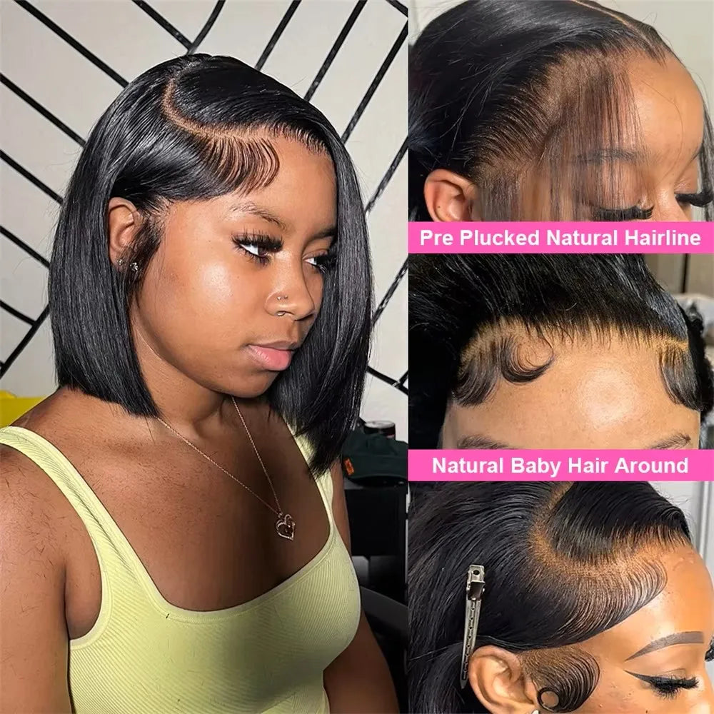 Short Straight Bob Lace Front Brazilian Raw Vietnamese Hair 13x4 HD