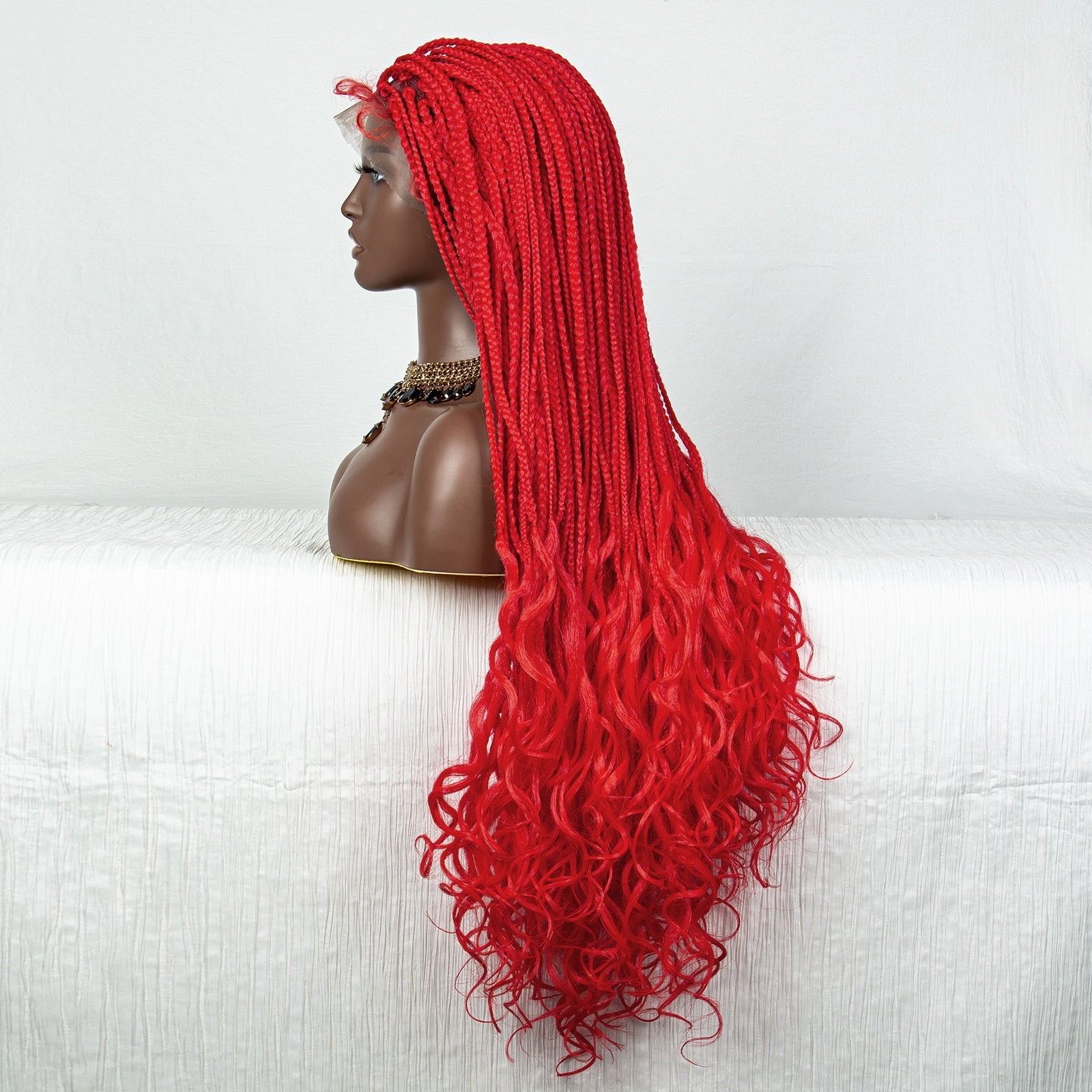 36 Inches Long Braided Wigs Synthetic Lace Front - Supreme Lush Hair