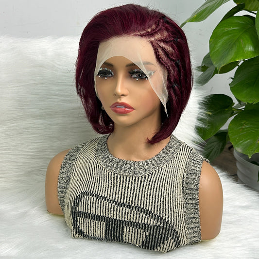 Pixie Cut Braids Lace Frontal Short Bob Brazilian Hair Wig