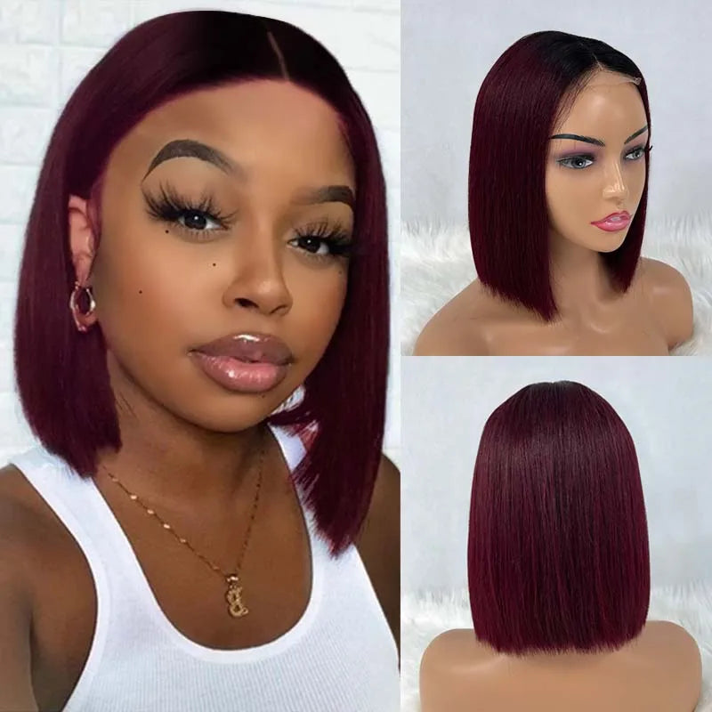 Bone Straight Vietname 2x6 Lace Front Bob Wig with 100% Human Hair