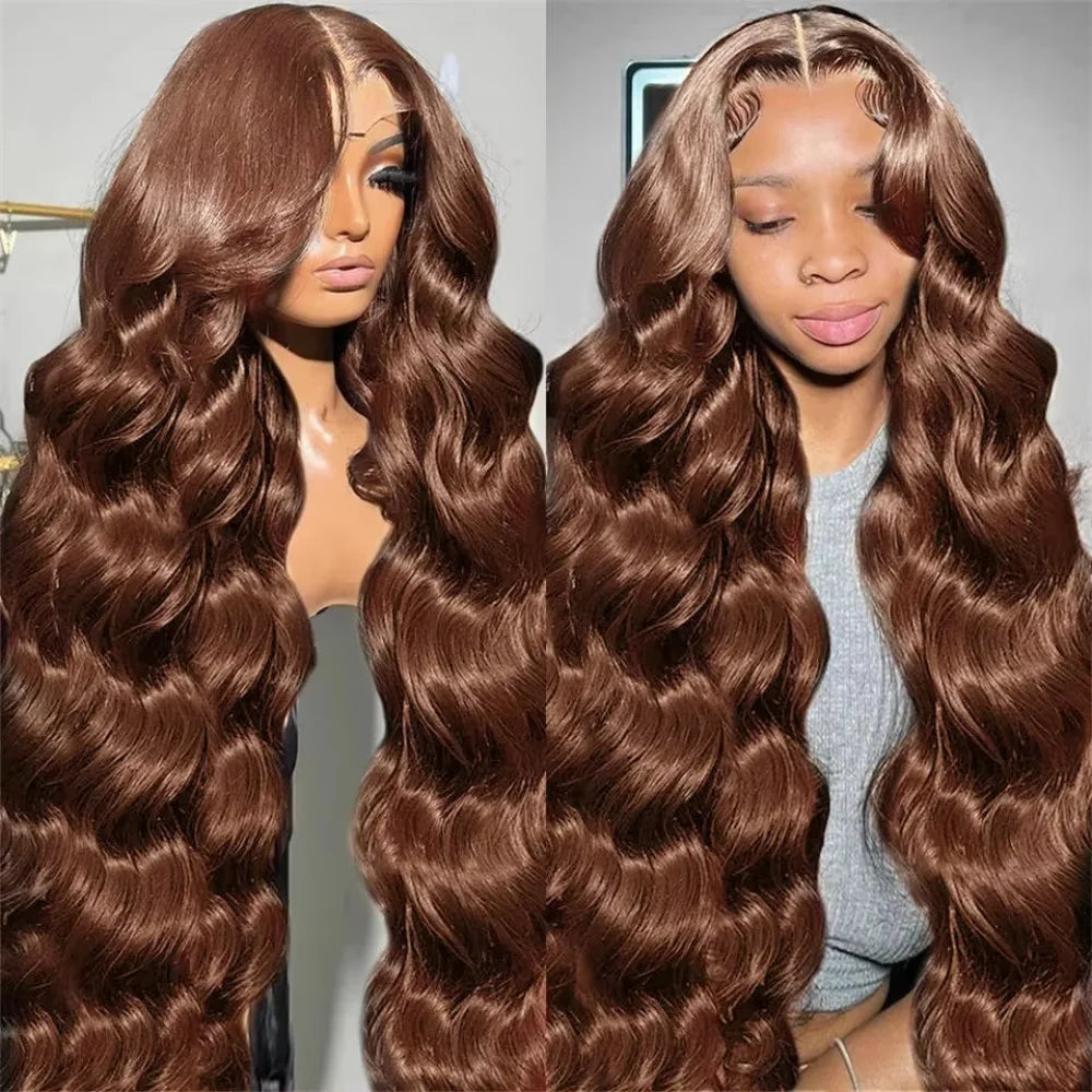 Lace Frontal Body Wave Chocolate Brown #4 Colored Frontal Human Hair