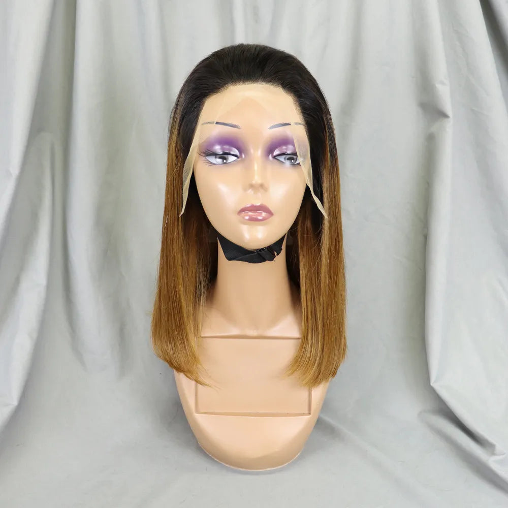 Bone Straight Lace Frontal Pre Plucked Brazilian Short Bob Remy Wig