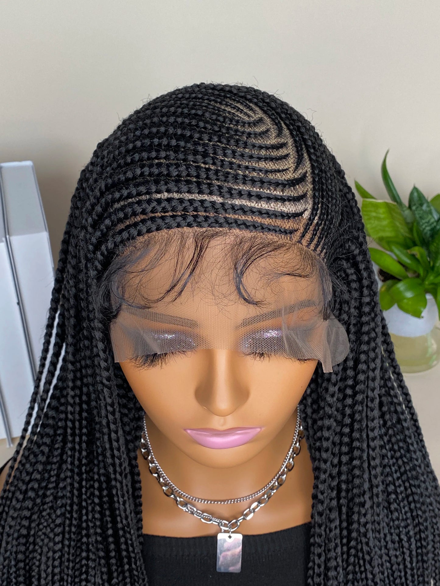 36 Inches Lace Frontal Braided Wigs with Baby Hair