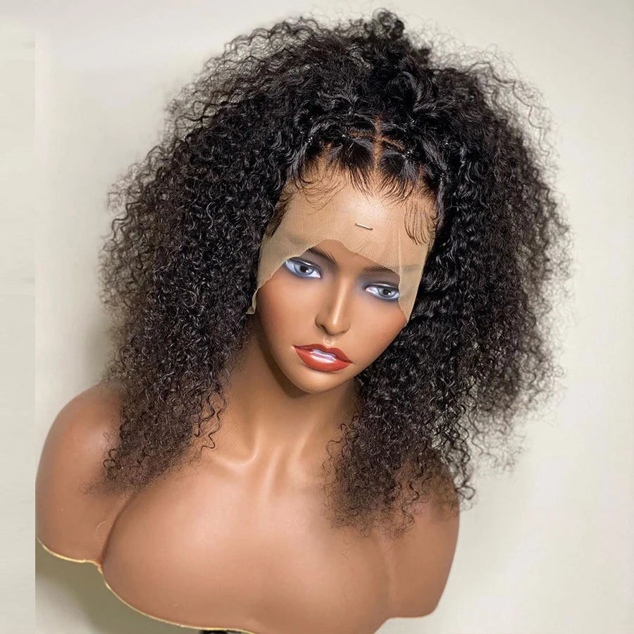 Soft 200 Density 26“ Long Kinky Curly Natural Hairline Lace Front Wig - Supreme Lush Hair