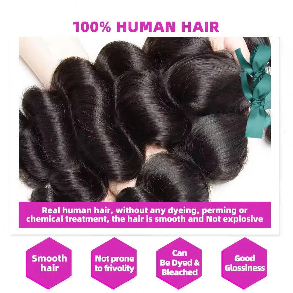 15A Loose Wave Raw Burmese Curly Bundles Human Hair Extensions Double Weft Remy Natural Black Wave Bundles Quick Weaving Tissage