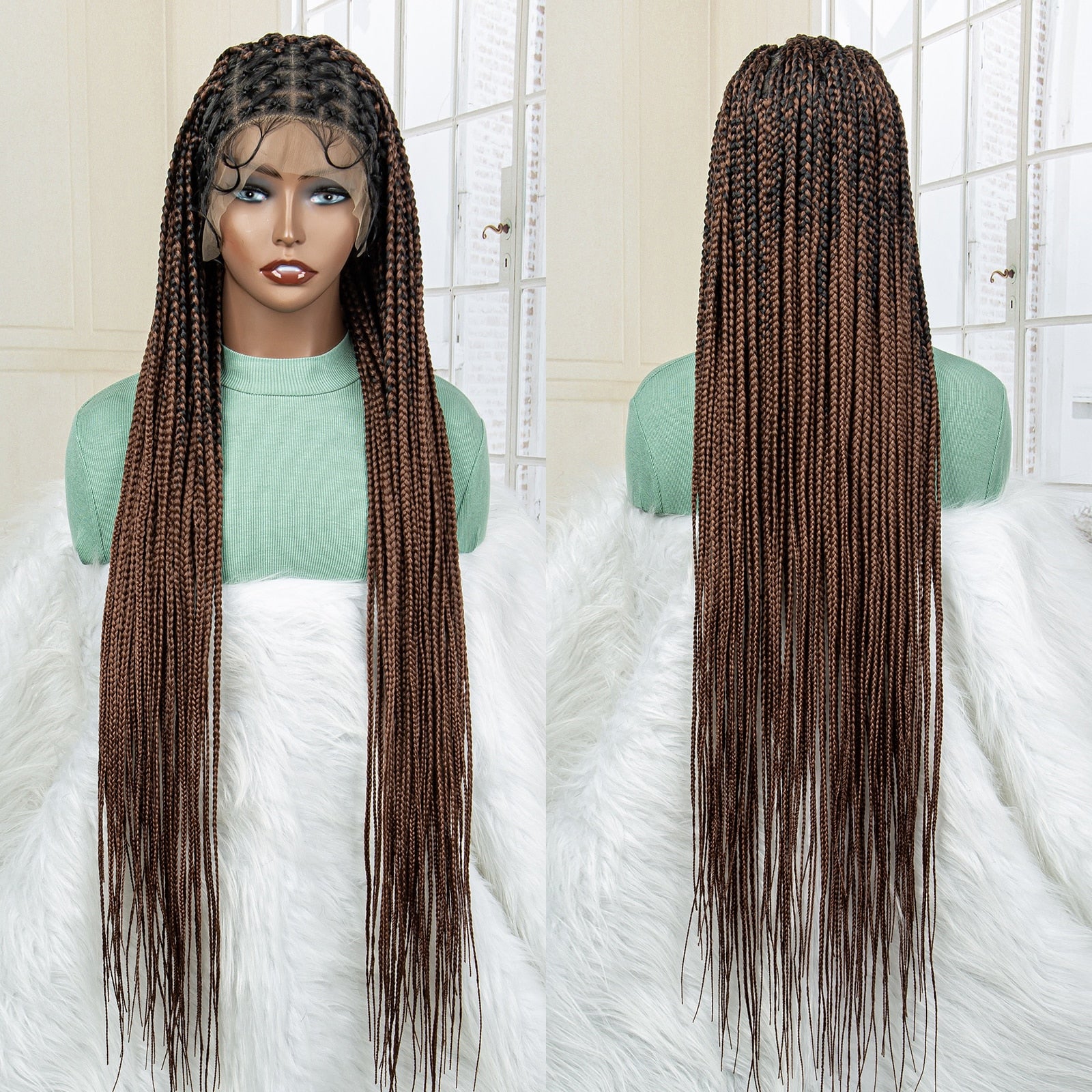 Knotless Cornrow Lace Box Braided Full Lace Synthetic Wigs - Supreme Lush Hair