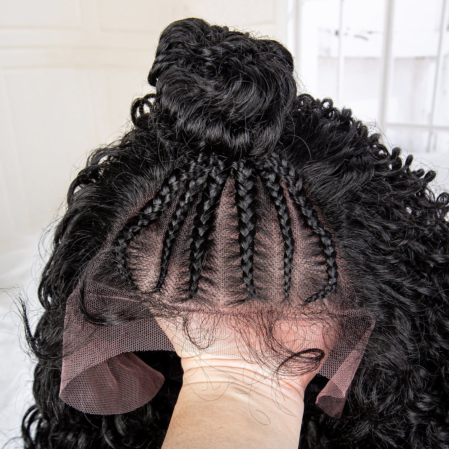 Synthetic Kinky Curly Wave Braided 13x4 Lace Frontal Wigs - Supreme Lush Hair