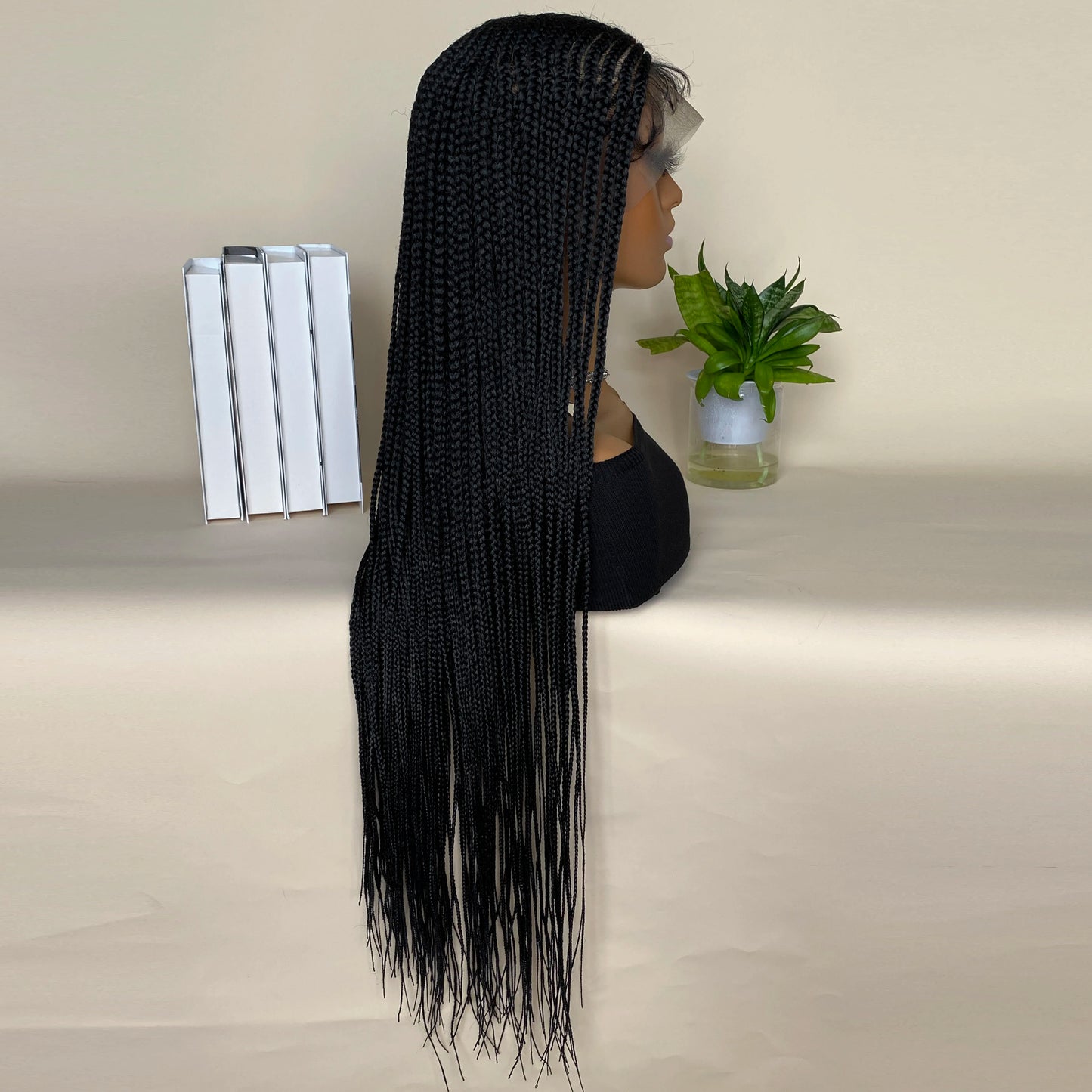 36 Inches Lace Frontal Braided Wigs with Baby Hair