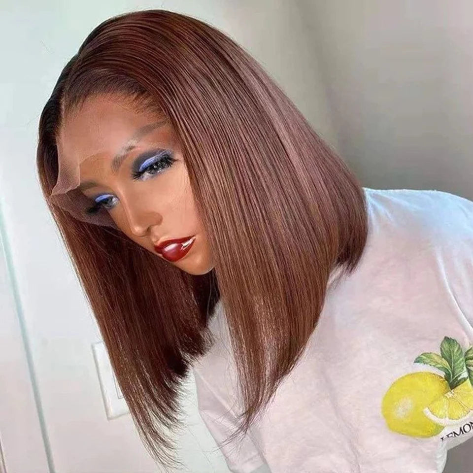 Short Peruvian Straight Bob Lace Front Human Hair