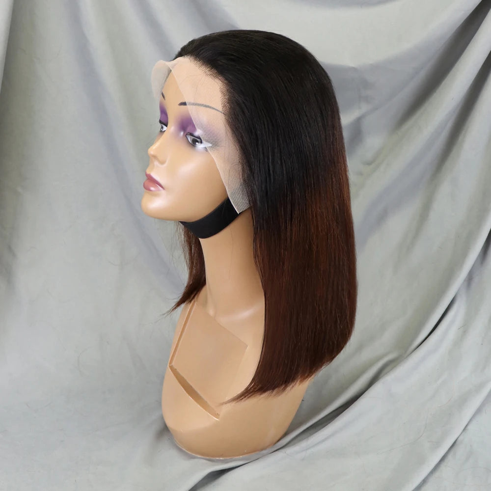 Bone Straight Lace Frontal Pre Plucked Brazilian Short Bob Remy Wig